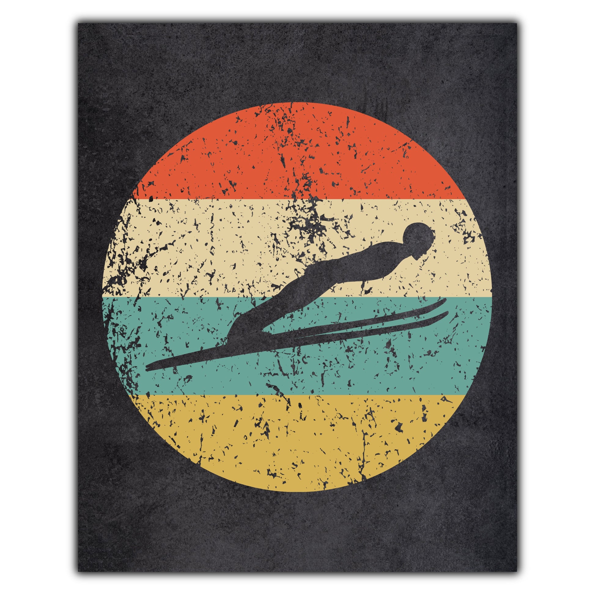 Ski Jumping Sports Icon Retro 8"x10" Wall Art Print