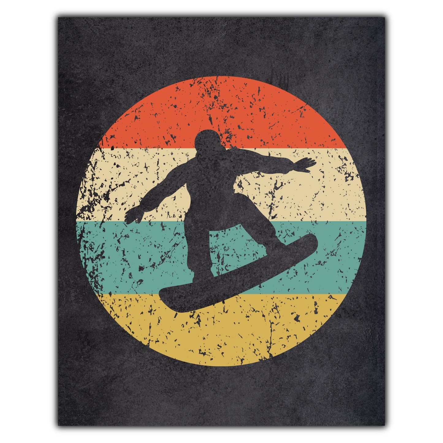 Snowboarding Sports Icon Retro 8"x10" Wall Art Print