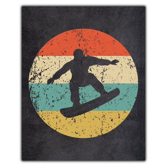 Snowboarding Sports Icon Retro 8"x10" Wall Art Print