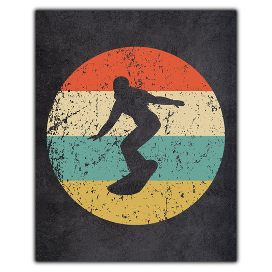 Snowboarding Sports Icon Retro 8"x10" Wall Art Print