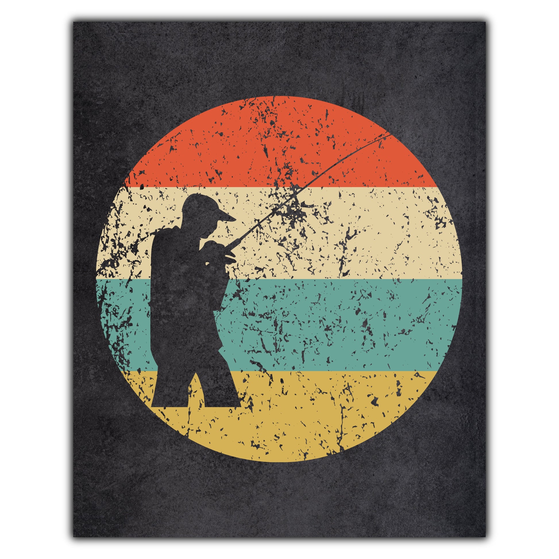Fisherman Fishing Icon Retro 8"x10" Wall Art Print