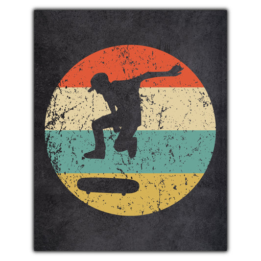 Skateboarding Skater Icon Retro 8"x10" Wall Art Print