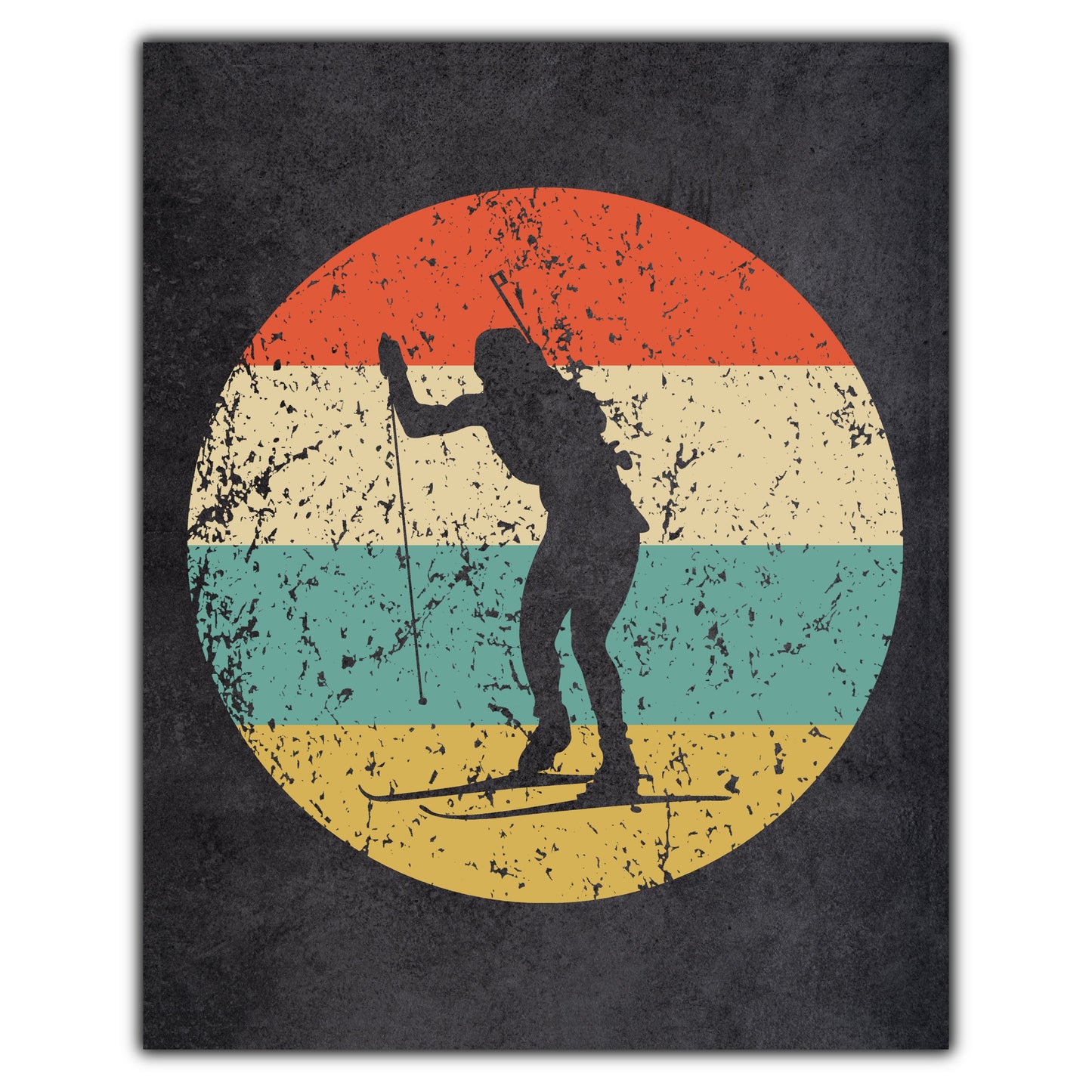 Biathlon Biathlete Icon Retro 8"x10" Wall Art Print