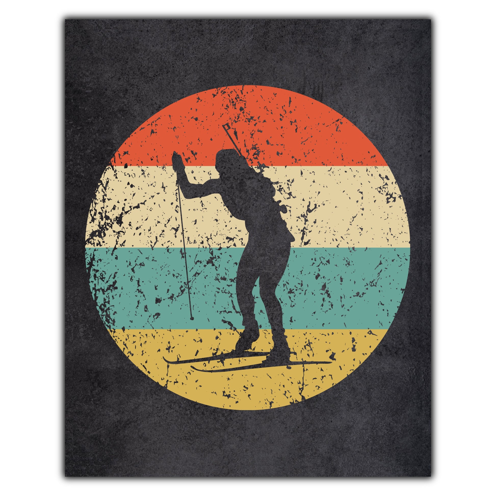 Biathlon Biathlete Icon Retro 8"x10" Wall Art Print