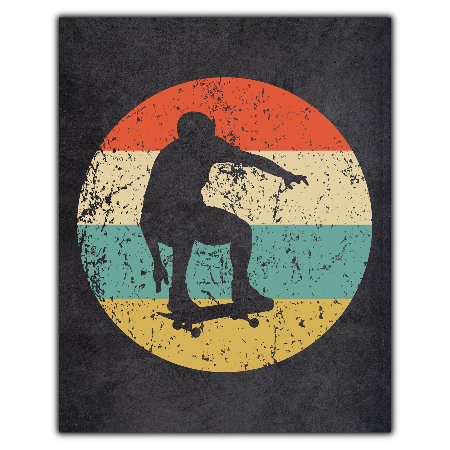 Skateboarding Skateboard Icon Retro 8"x10" Wall Art Print