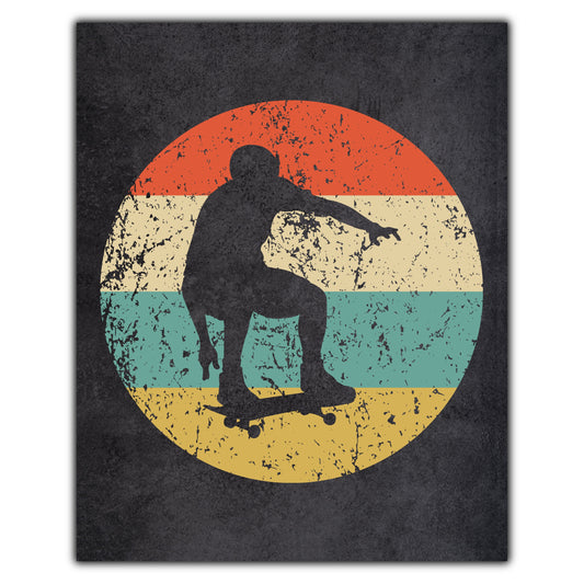 Skateboarding Skateboard Icon Retro 8"x10" Wall Art Print