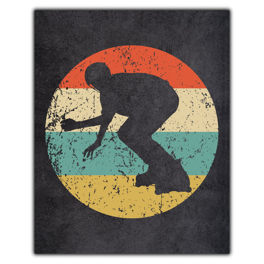 Inline Skating Icon Retro 8"x10" Wall Art Print