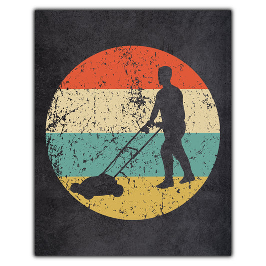 Lawnmowing Lawnmower Icon Retro 8"x10" Wall Art Print