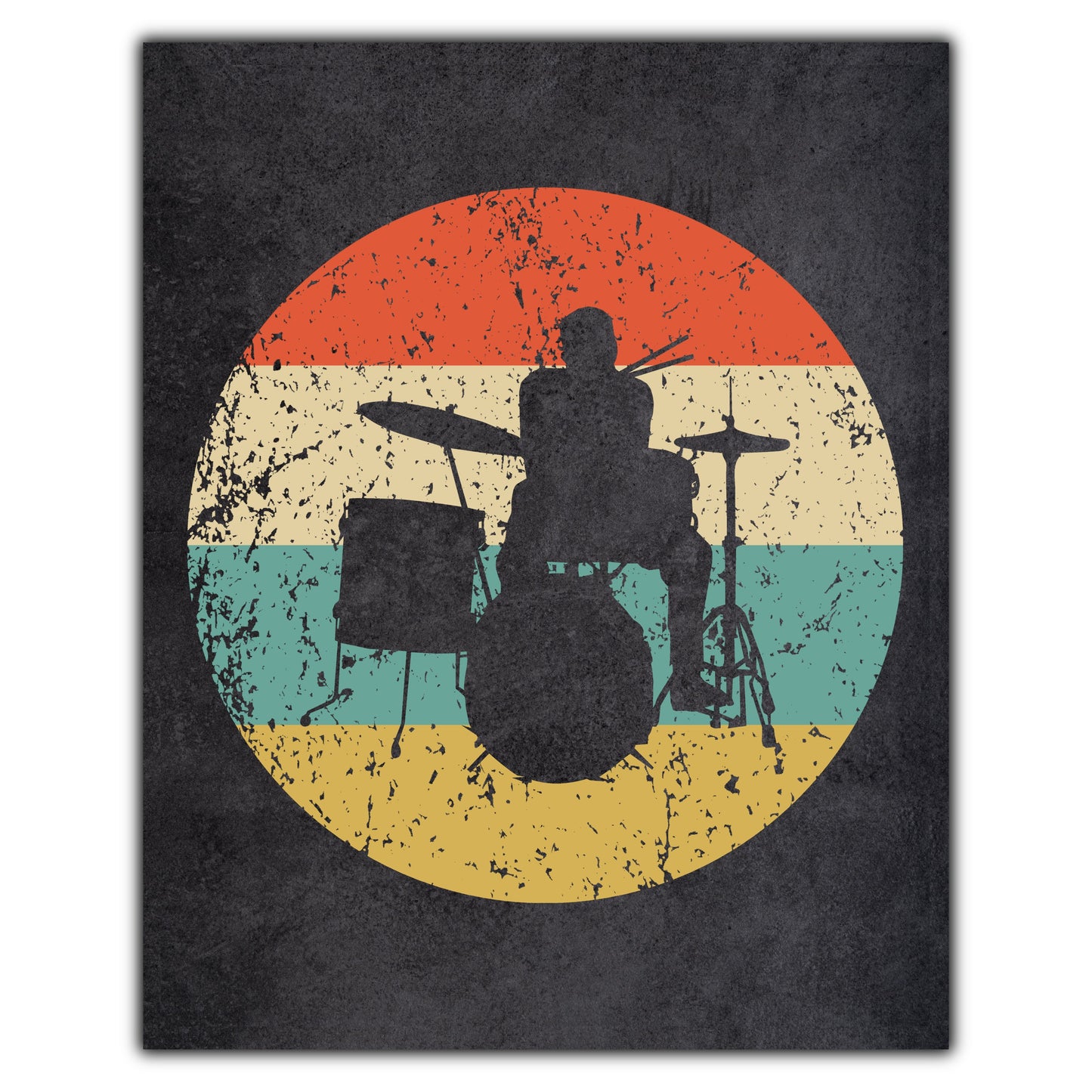 Drums Drummer Music Icon Retro 8"x10" Wall Art Print