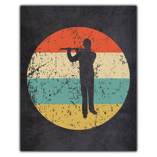 Flute Flautist Music Icon Retro 8"x10" Wall Art Print