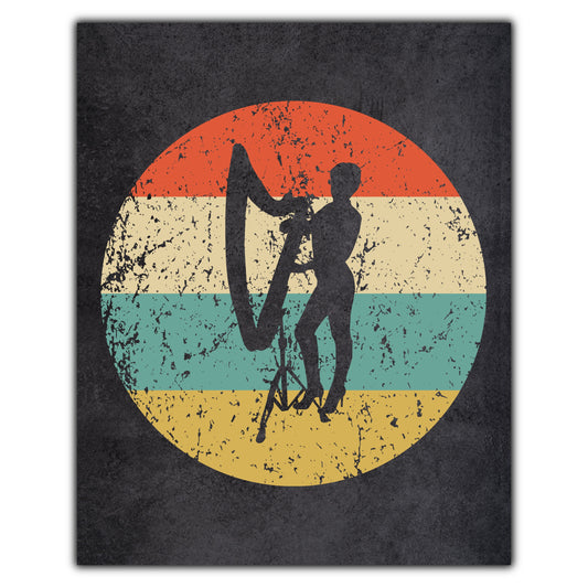 Harp Music Icon Retro 8"x10" Wall Art Print