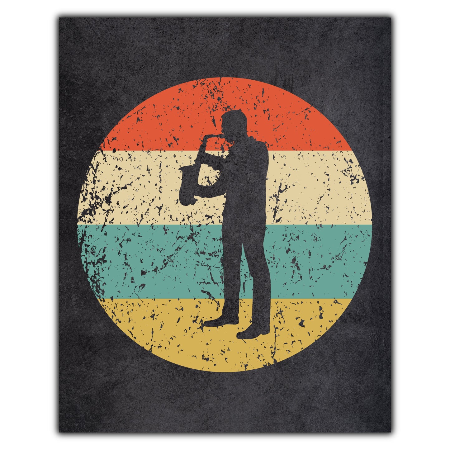 Saxophone Music Icon Retro 8"x10" Wall Art Print
