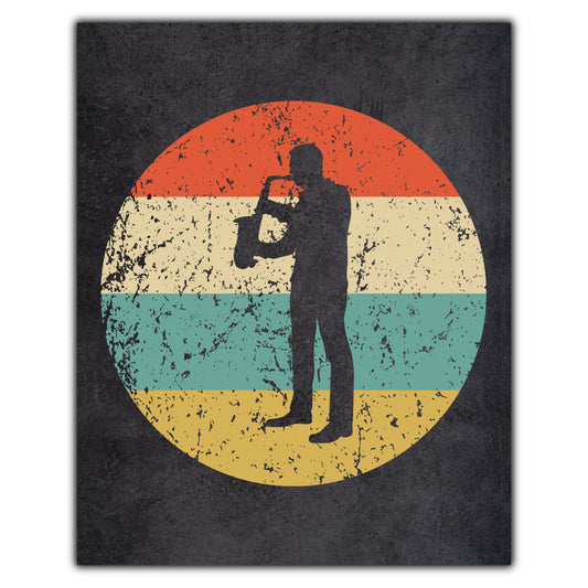 Saxophone Music Icon Retro 8"x10" Wall Art Print