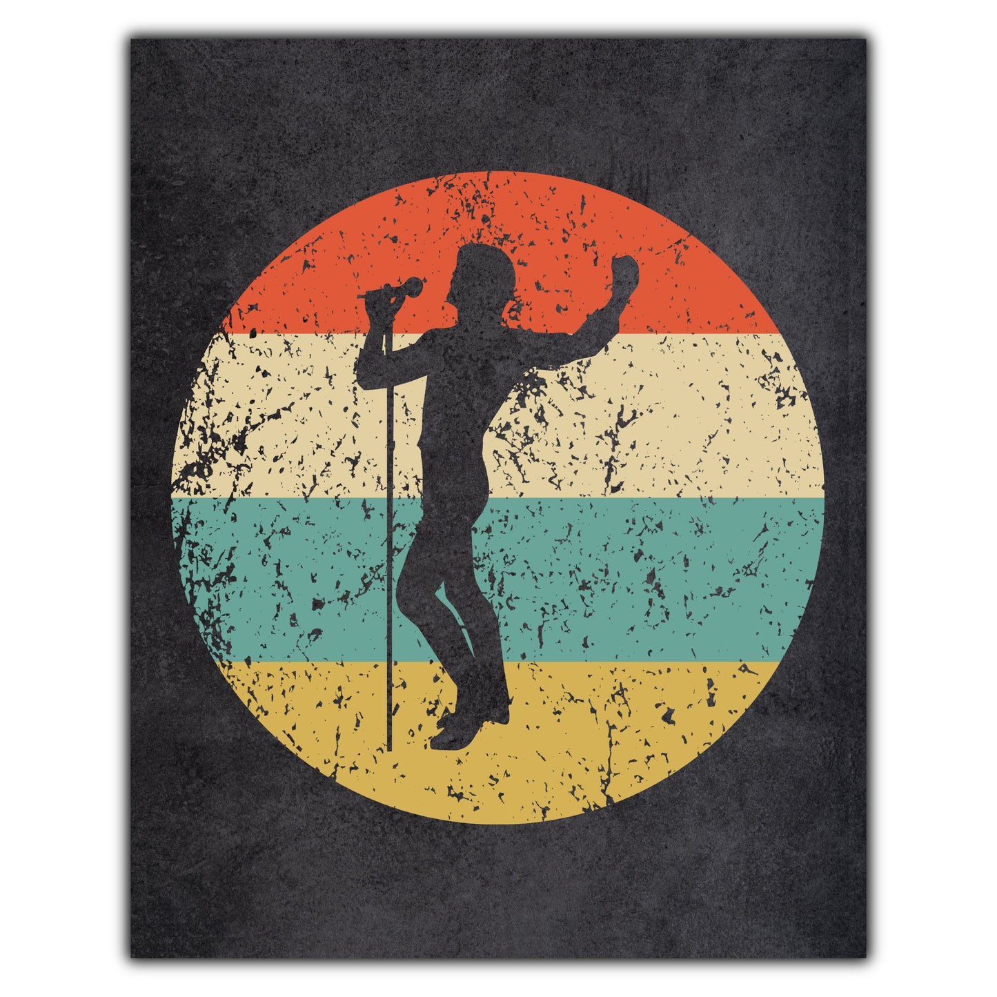 Singing Karaoke Music Icon Retro 8"x10" Wall Art Print