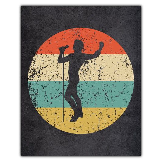 Singing Karaoke Music Icon Retro 8"x10" Wall Art Print