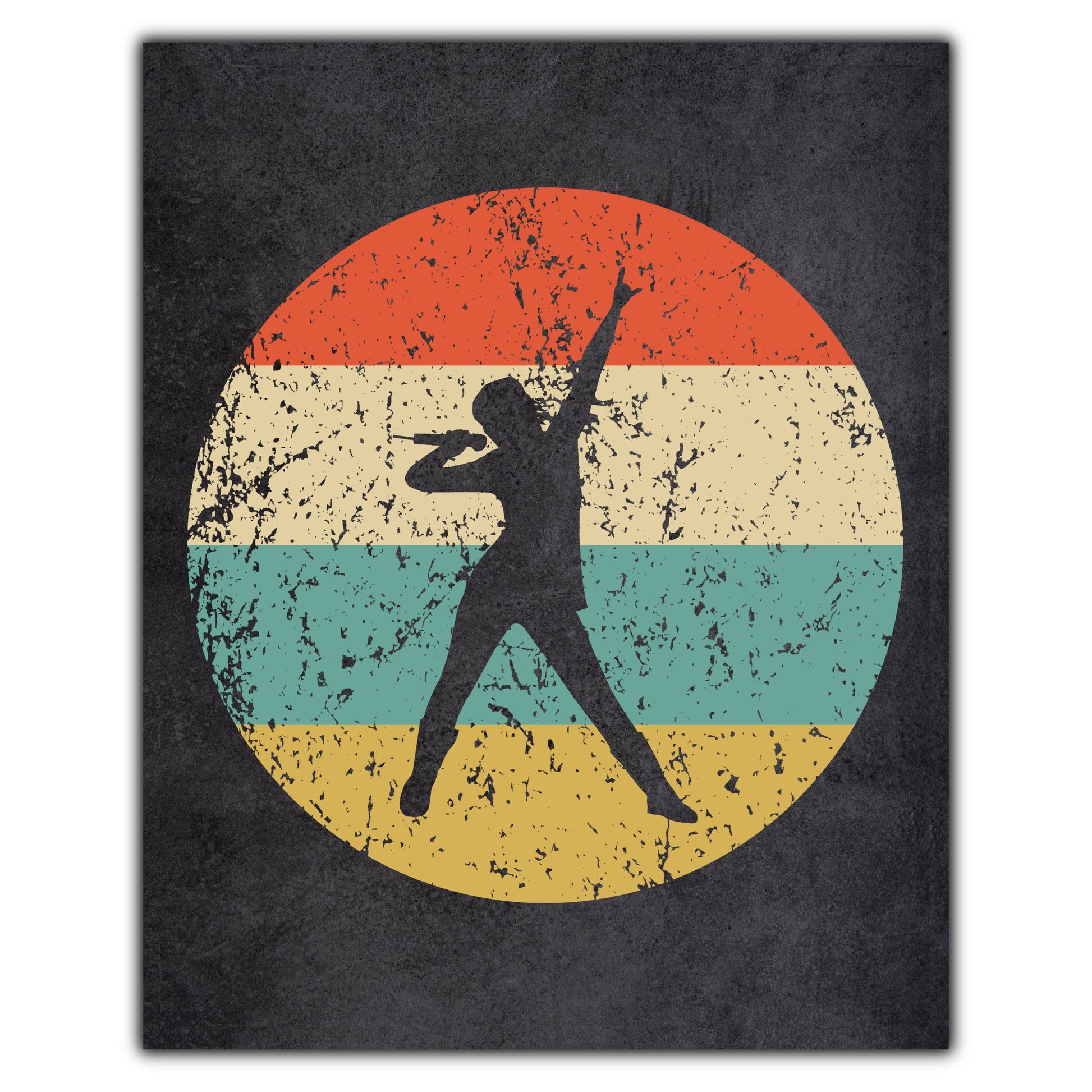 Singing Karaoke Music Icon Retro 8"x10" Wall Art Print