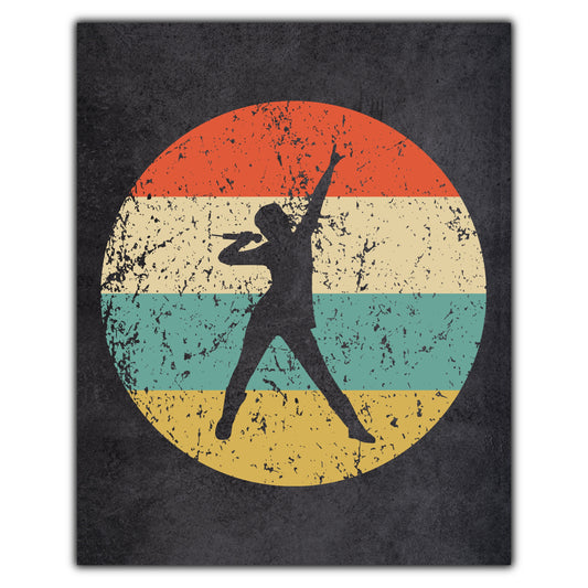 Singing Karaoke Music Icon Retro 8"x10" Wall Art Print