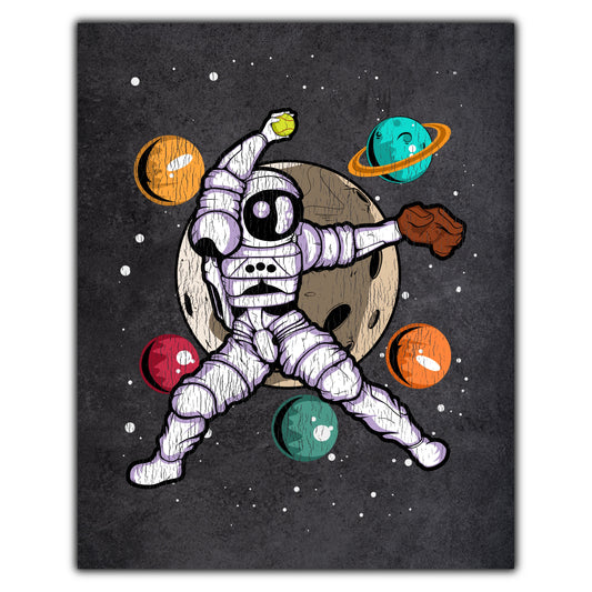 Softball Pitcher Astronaut Outer Space Spaceman Distressed 8"x10" Wall Art Print