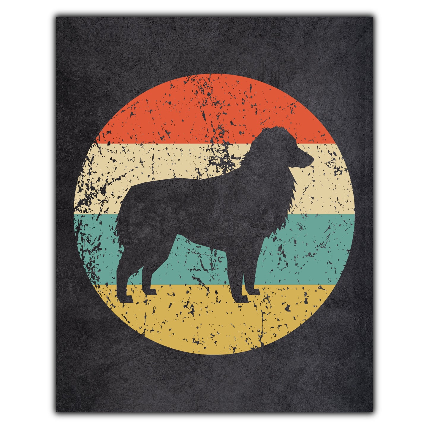 Australian Shepherd Aussie Dog Icon Retro 8"x10" Wall Art Print