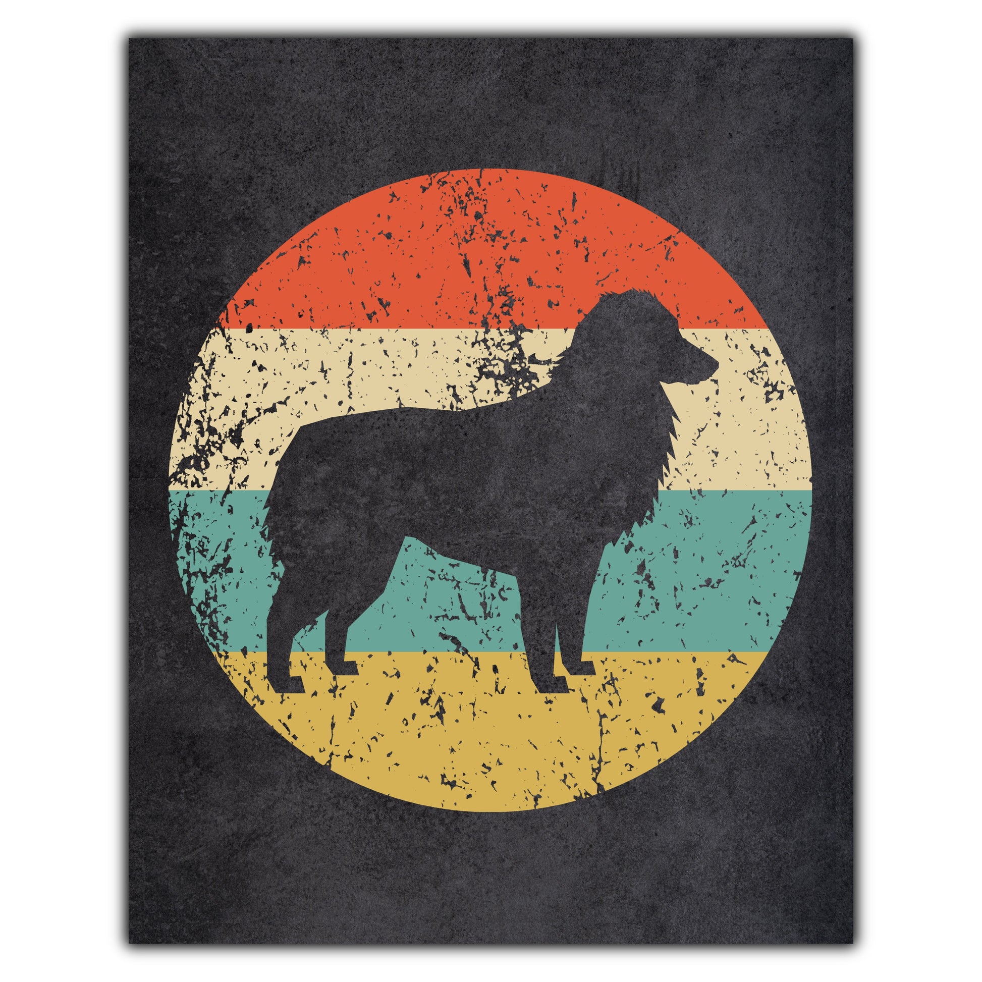 Australian Shepherd Aussie Dog Icon Retro 8"x10" Wall Art Print