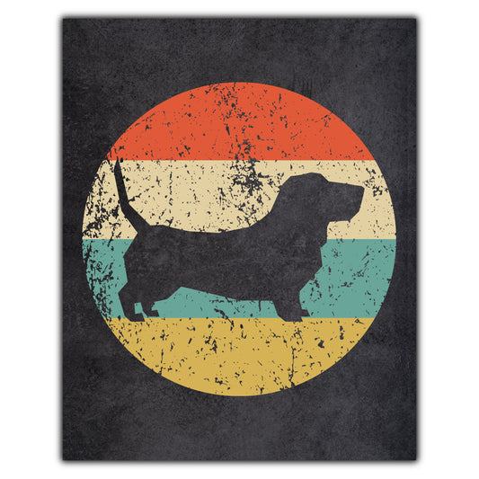 Basset Hound Dog Icon Retro 8"x10" Wall Art Print
