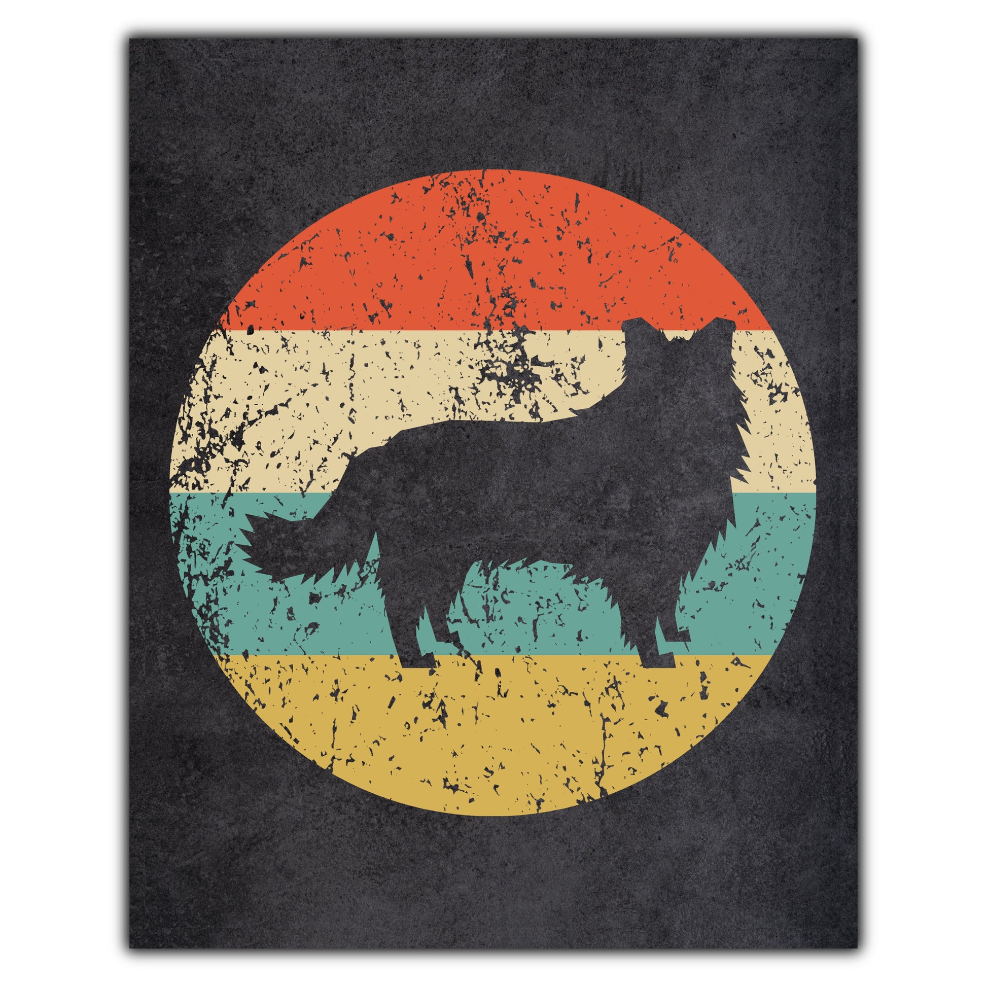 Border Collie Dog Icon Retro 8"x10" Wall Art Print