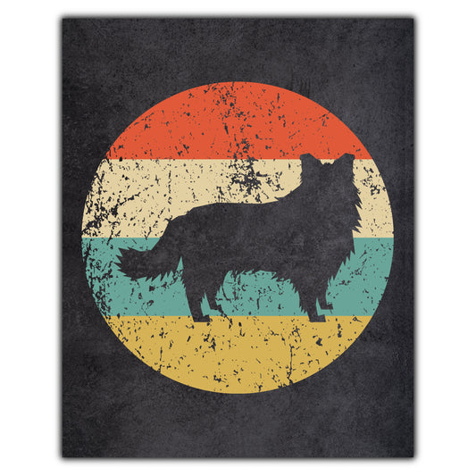 Border Collie Dog Icon Retro 8"x10" Wall Art Print