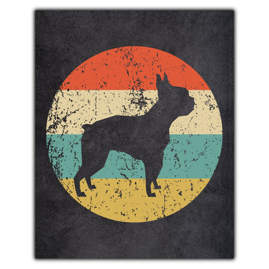 Boston Terrier Dog Icon Retro 8"x10" Wall Art Print