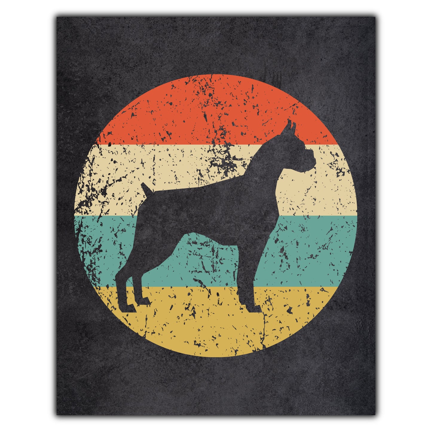 Boxer Dog Icon Retro 8"x10" Wall Art Print