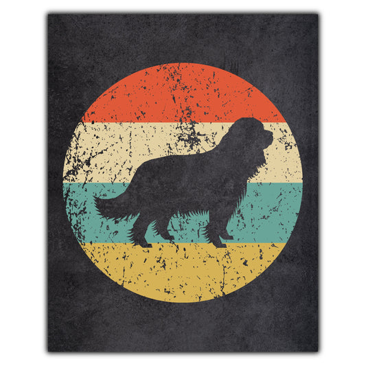 Cavalier King Charles Spaniel Dog Icon Retro 8"x10" Wall Art Print