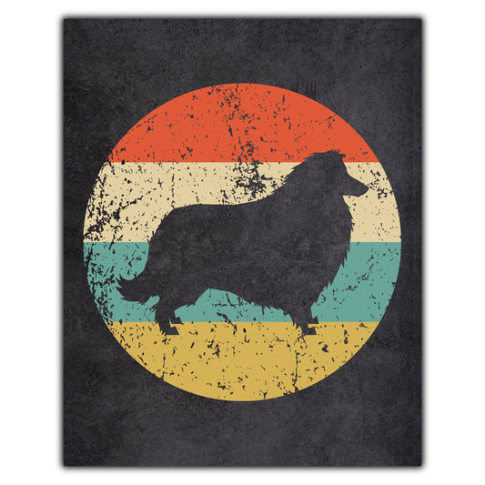 Collie Dog Icon Retro 8"x10" Wall Art Print
