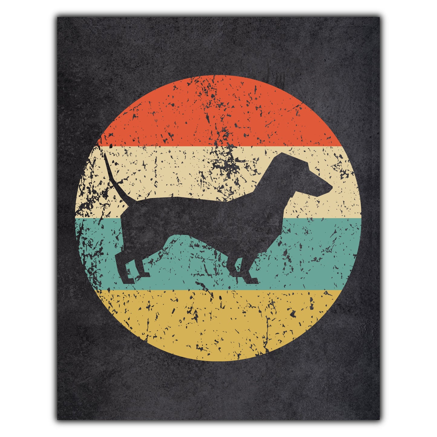 Dachshund Dog Icon Retro 8"x10" Wall Art Print
