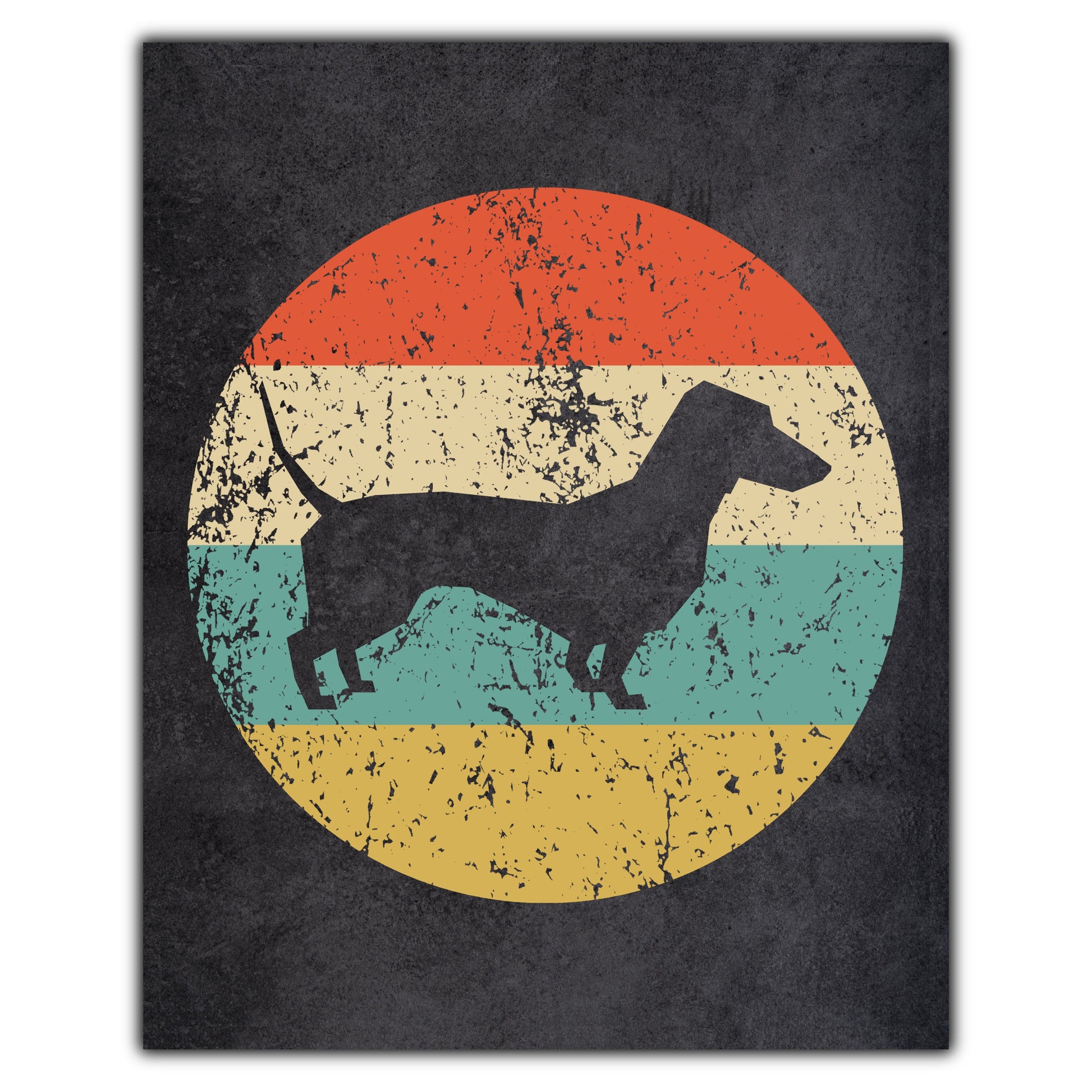 Dachshund Dog Icon Retro 8"x10" Wall Art Print