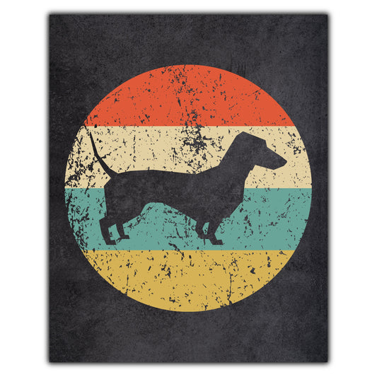 Dachshund Dog Icon Retro 8"x10" Wall Art Print