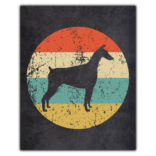Doberman Dog Icon Retro 8"x10" Wall Art Print