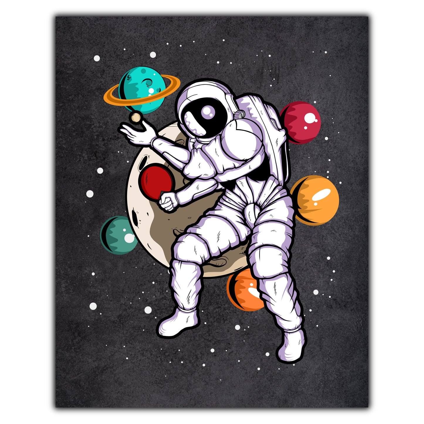 Table Tennis Astronaut Outer Space Spaceman Distressed 8"x10" Wall Art Print