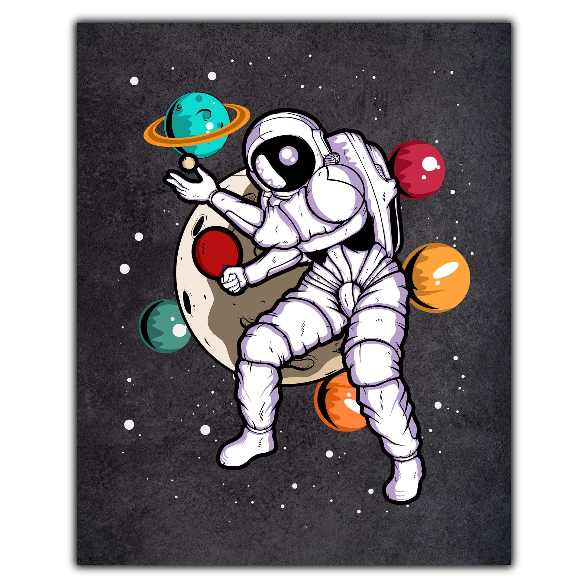Table Tennis Astronaut Outer Space Spaceman Distressed 8"x10" Wall Art Print