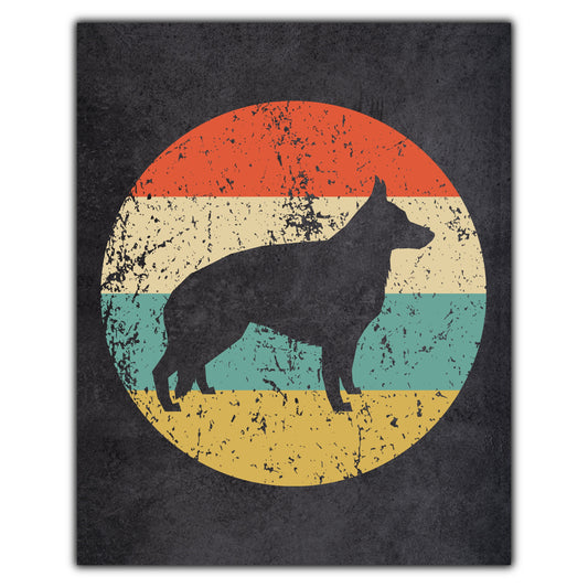 German Shepherd Dog Icon Retro 8"x10" Wall Art Print