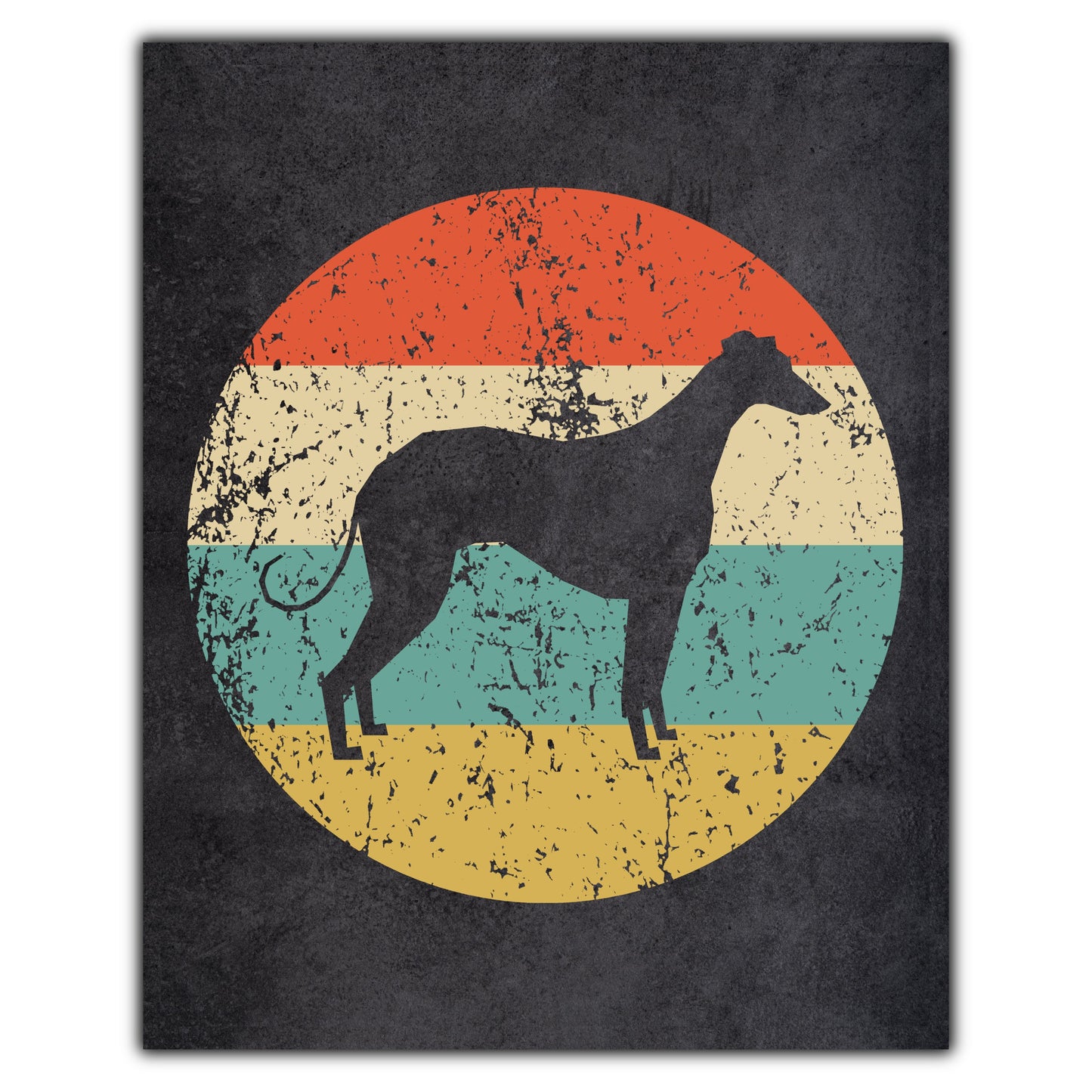 Greyhound Dog Icon Retro 8"x10" Wall Art Print