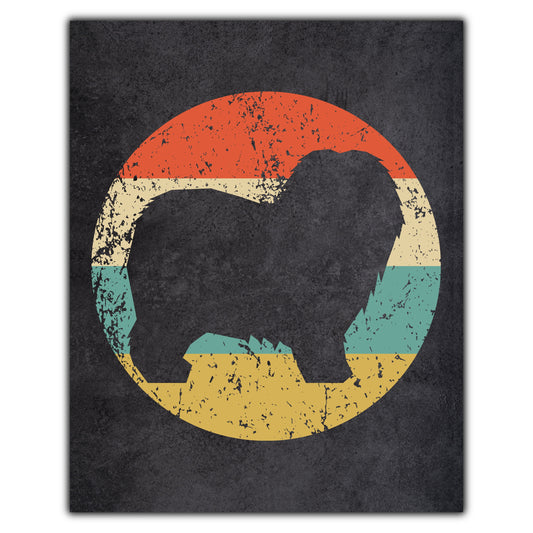 Old English Sheepdog Icon Retro 8"x10" Wall Art Print