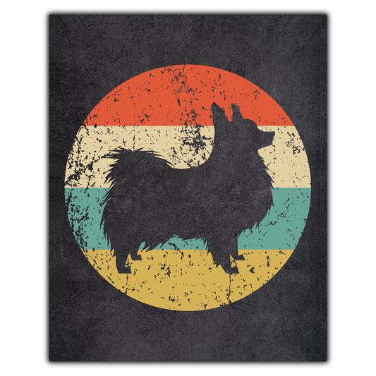 Papillon Dog Icon Retro 8"x10" Wall Art Print