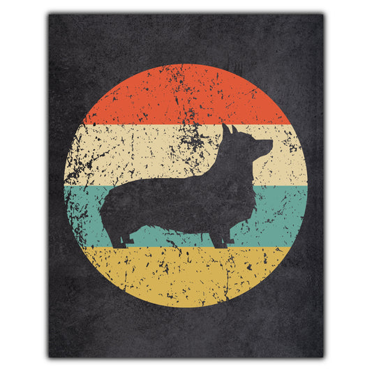 Pembroke Welsh Corgi Dog Icon Retro 8"x10" Wall Art Print