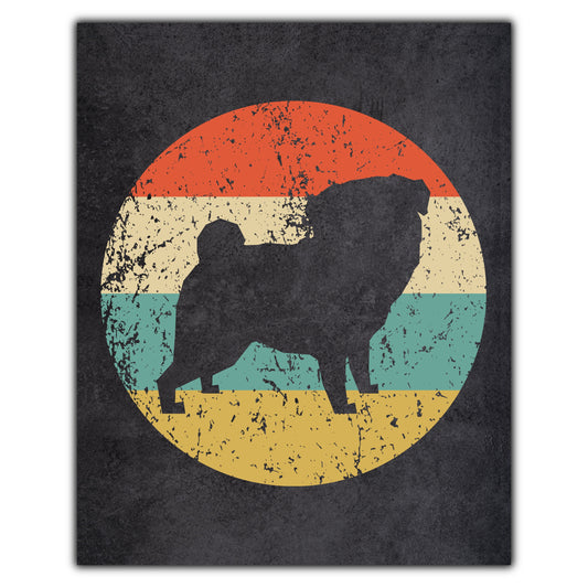 Pug Dog Icon Retro 8"x10" Wall Art Print