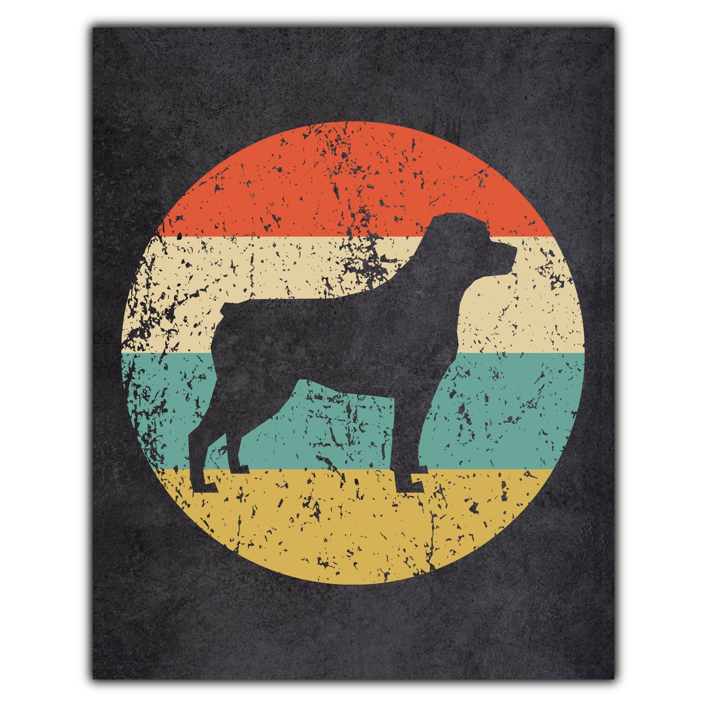 Rottweiler Dog Icon Retro 8"x10" Wall Art Print