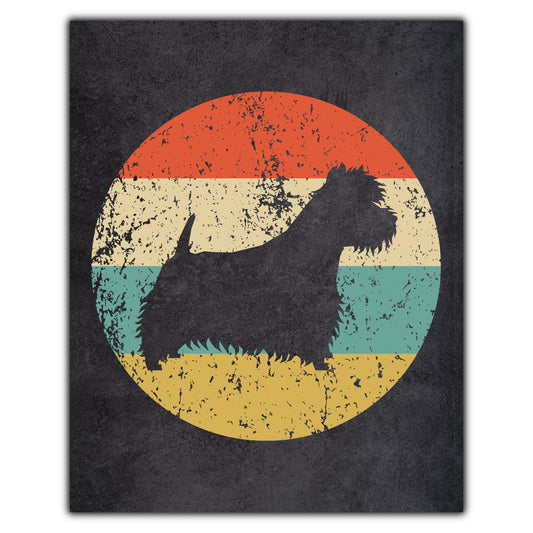 Westie West Highland White Terrier Dog Icon Retro 8"x10" Wall Art Print