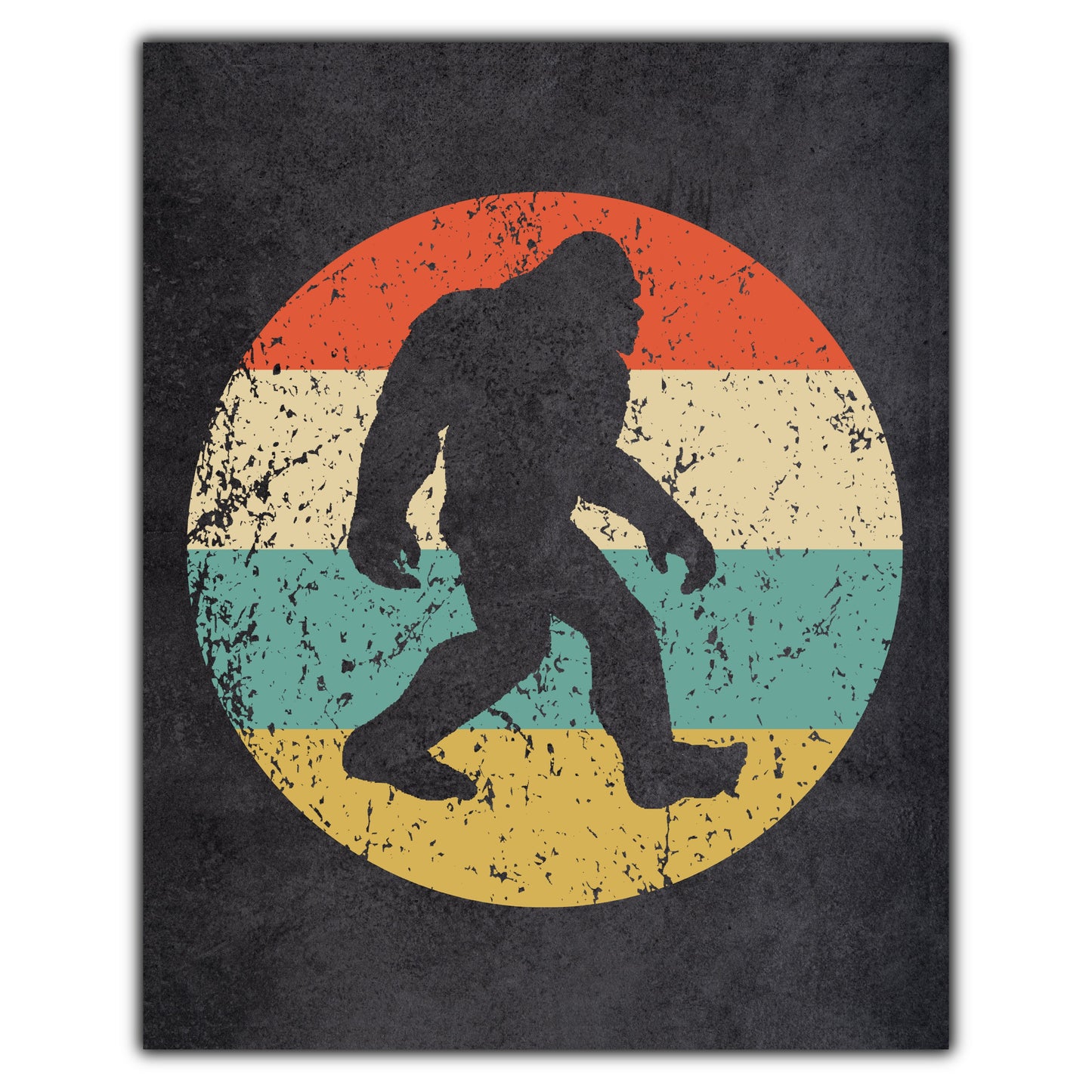 Bigfoot Sasquatch Icon Retro 8"x10" Wall Art Print