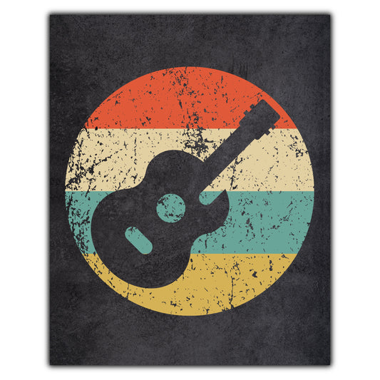 Guitar Music Icon Retro 8"x10" Wall Art Print