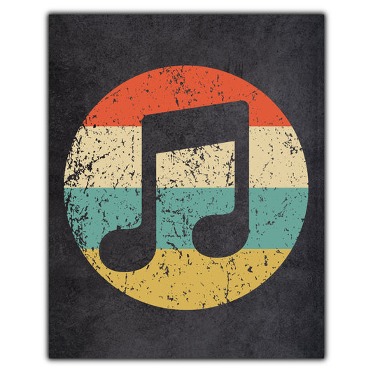 Music Notes Musician Icon Retro 8"x10" Wall Art Print