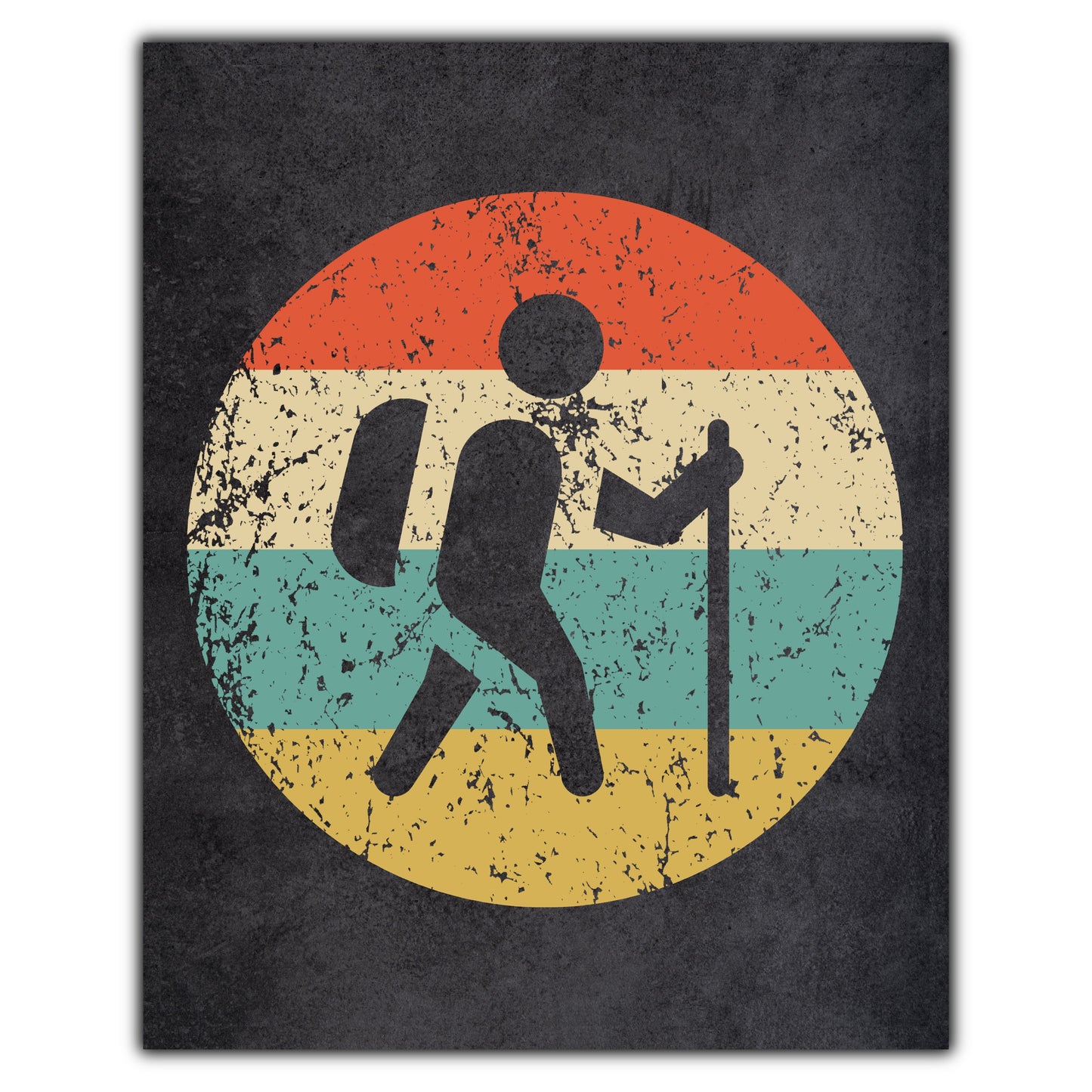 Hiking Hiker Icon Retro 8"x10" Wall Art Print