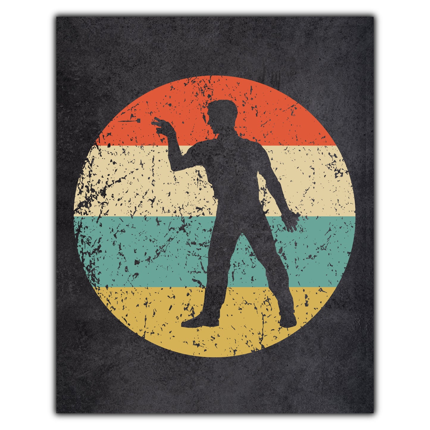 Darts Player Icon Retro 8"x10" Wall Art Print